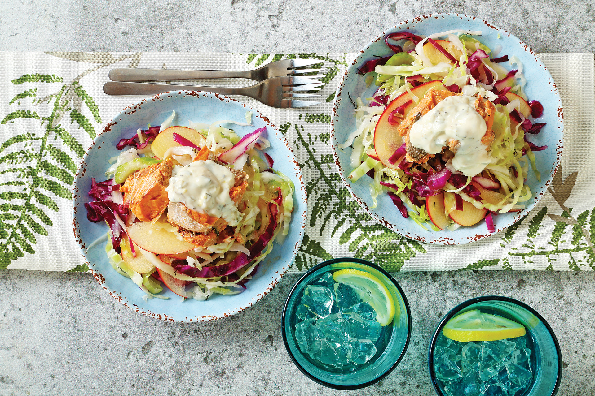 Apple and Cabbage Slaw with Salmon Salad recipe