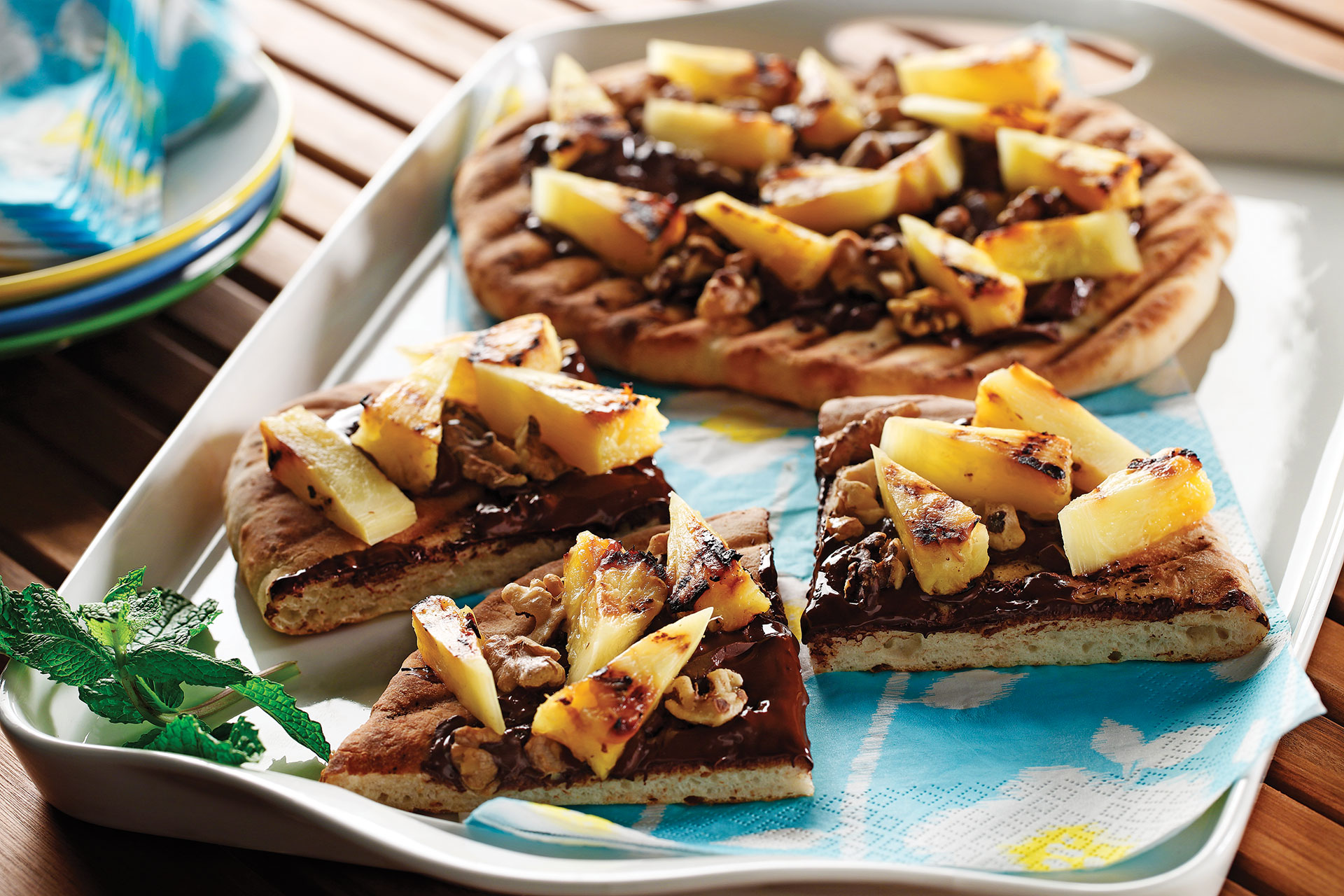 Chocolate and Grilled Pineapple Dessert Pizza Recipe