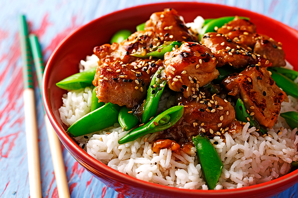 Honey Rhubarb Sesame Chicken Recipe