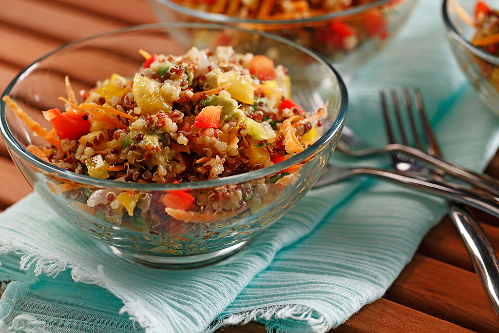 Multi-Coloured Quinoa Salad with Lemon-Mint Dressing Recipe