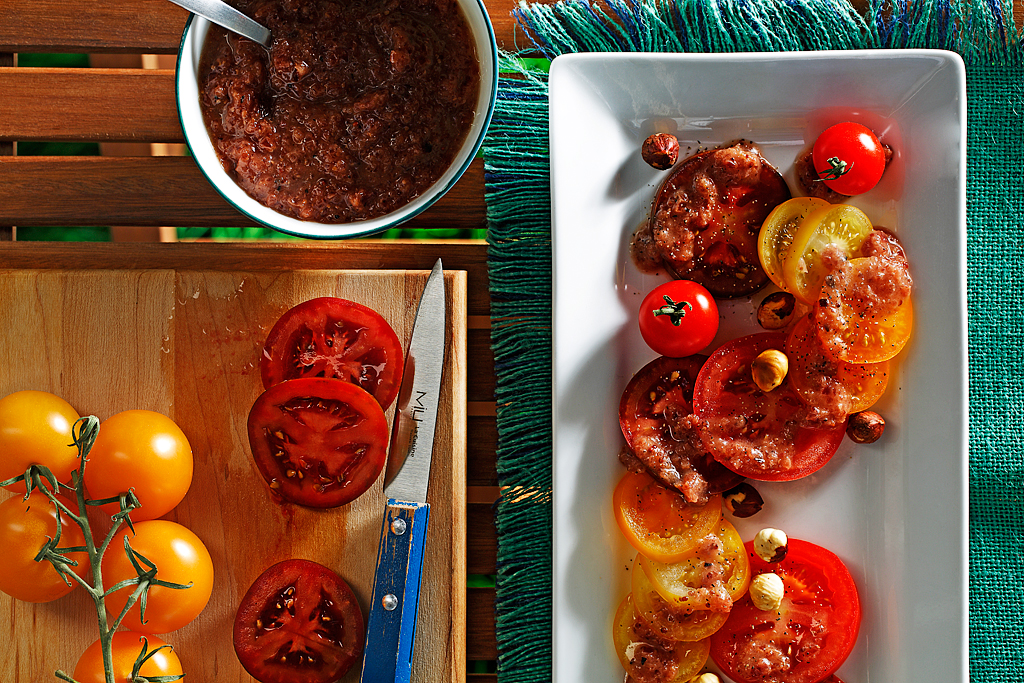 Rainbow Tomato Salad with Sweet Onion Vinaigrette Recipe