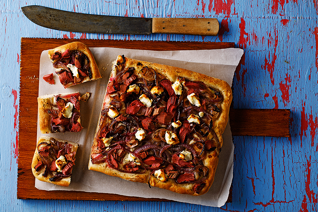 Rhubarb and Caramelized Onion Focaccia Recipe
